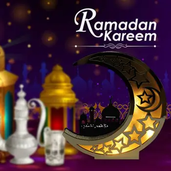  Деревянное Зеркало Eid Mubarak Golden Moon Castle С Полыми Буквами В Виде Замка Луны Со Светодиодной Подсветкой Для Украшения Обеденного Стола