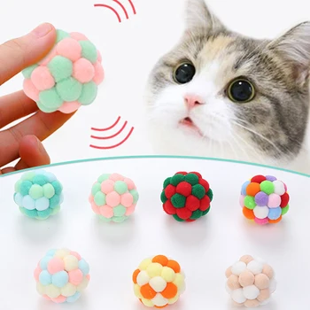  Интерактивные игрушки Funny Cat длиной 4 см, модные Креативные Милые Плюшевые шарики, Клетка для мыши, зоотовары, Колокольчик, игрушка-дразнилка для чистки зубов для кошек, жевательная резинка для кошек