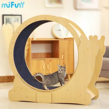  Беговая дорожка MIFUNY Cat, колесо для бега, деревянная мебель для кошек, Когтеточка, Тренировочная игра, рама для лазания в помещении с отверткой, перчатки