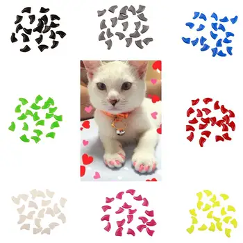  Горячая распродажа! 20шт мягких пластиковых красочных колпачков для кошачьих ногтей, защитная крышка для лап с клеем, товары для кошек