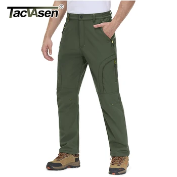  Зимние утепленные флисовые брюки TACVASEN, мужские водонепроницаемые тактические брюки с несколькими карманами, Ветрозащитные походные теплые брюки на открытом воздухе