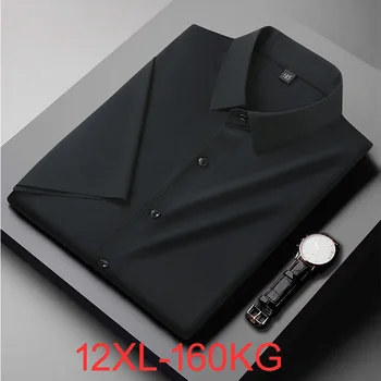  Высокое качество Плюс размер 12XL летние мужские рубашки из ледяного шелка с коротким рукавом вечернее платье рубашка офисная свадебная рабочая рубашка 10XL 12XL 54