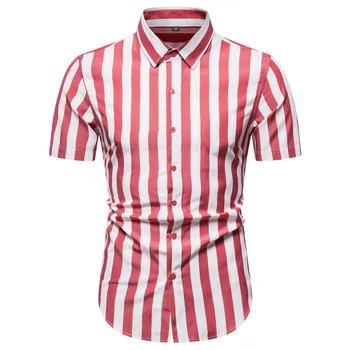  2023 Мужская хлопчатобумажная рубашка в клетку, хлопчатобумажная повседневная мужская рубашка с короткими рукавами