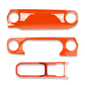  Накладка крышки переключения передач на приборной панели центральной консоли из 3 предметов для Jeep Wrangler JL JLU Gladiator Оранжевого цвета