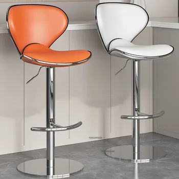  Скандинавские барные стулья для домашней кухонной мебели Простой барный стул Дизайнерский из нержавеющей стали С высоким подъемом, вращающийся барный стул