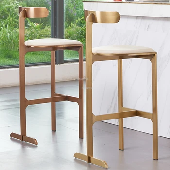  Барные стулья Nordic Cafe из нержавеющей стали Креативные Высокие табуреты Европейская барная мебель Домашний стул с простой спинкой Кухонный обеденный стул