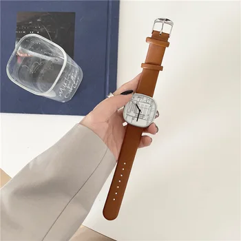  Модные Кожаные женские часы Новые женские Роскошные Кварцевые Часы из сплава 2021 года с рисунком интерьера Наручные часы Relogio Feminino