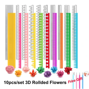  10 шт./компл. 3D Трафареты для резки цветов в рулонах, полоски для квиллинга лепестков цветов своими руками для скрапбукинга, декоративных поделок, изготовления карточек в рулонах